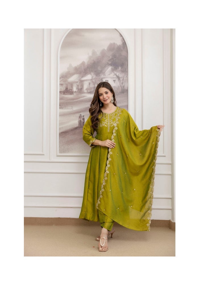 Malishka Export Embroidered Anarkali Kurta Pant Set for Women - Image 1